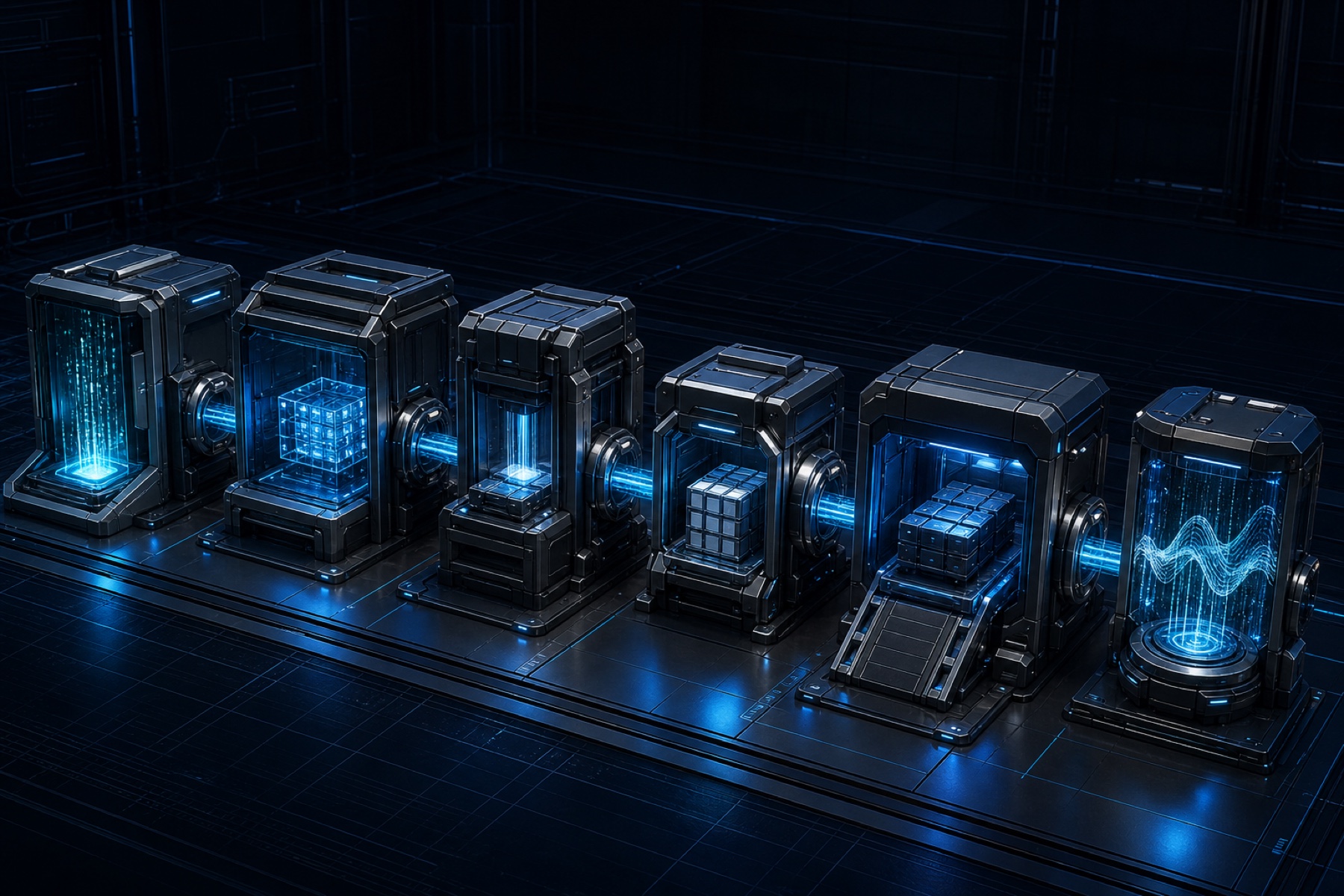 Six precision modules forming a sequential software measurement and delivery pipeline
